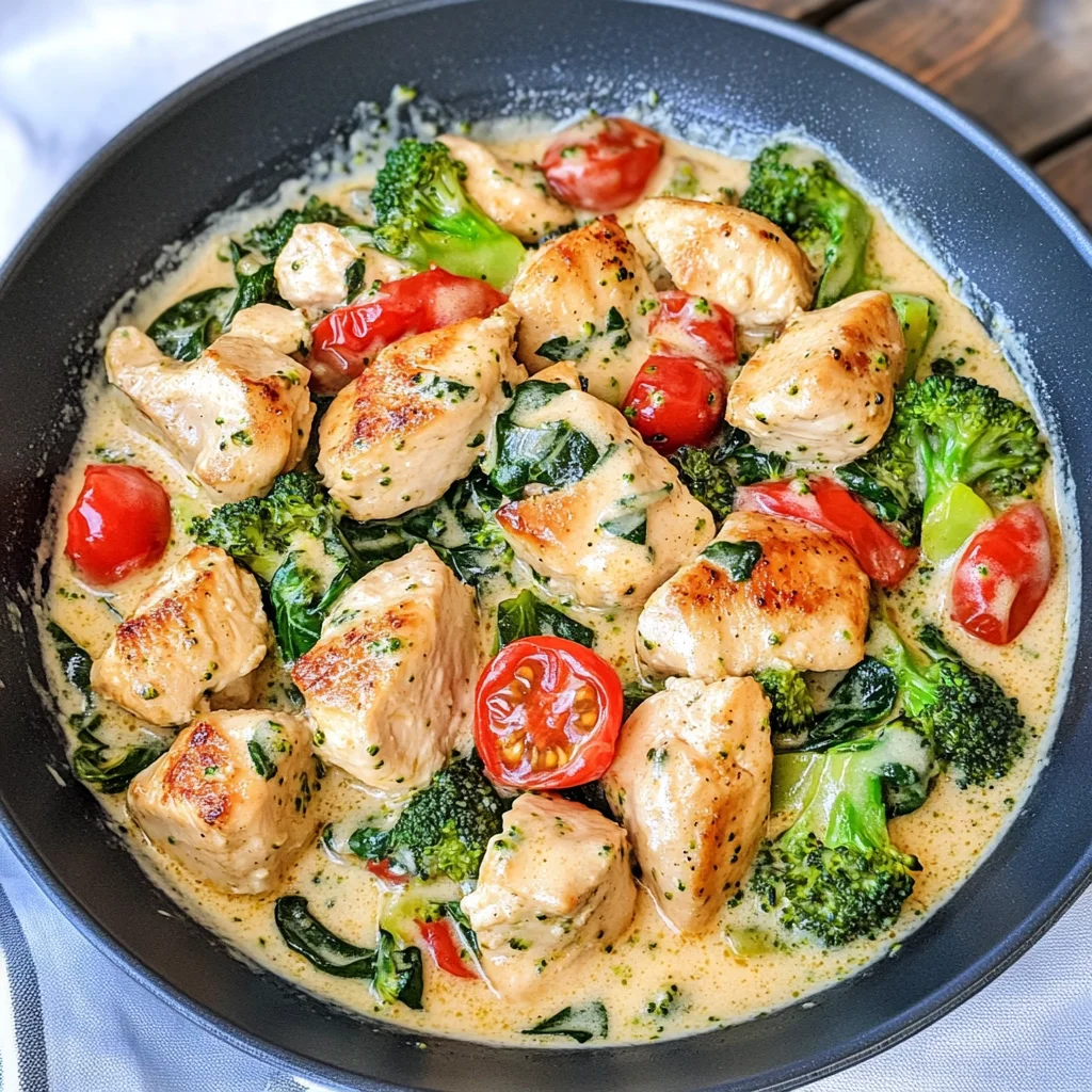 Garlic Chicken with Broccoli and Spinach
