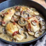 One Skillet Keto Chicken with Bacon Mushroom Gravy