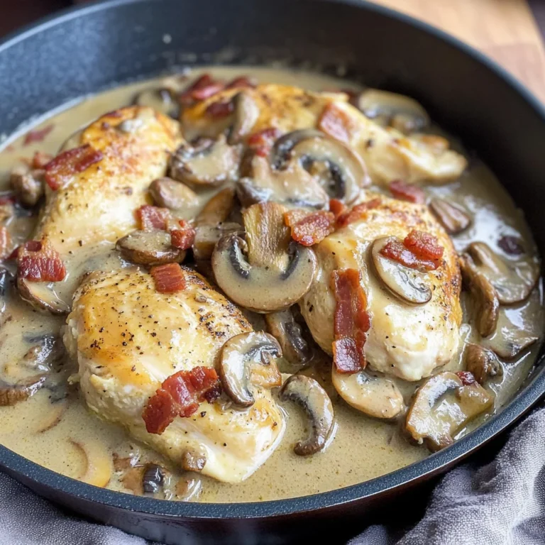 One Skillet Keto Chicken with Bacon Mushroom Gravy