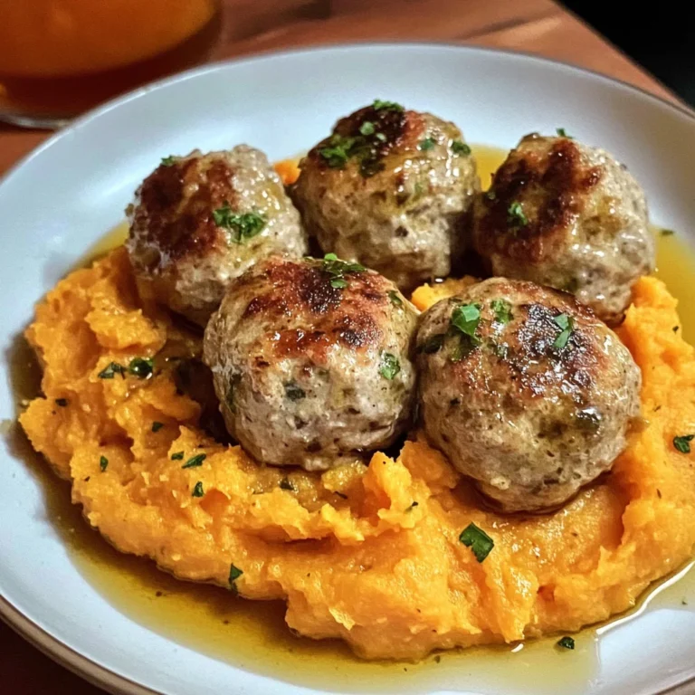 Apple Chicken Meatballs with Spiced Sweet Potatoes