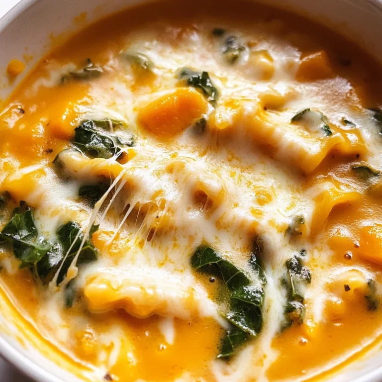 Butternut Squash Lasagna Soup with Kale & Mozzarella