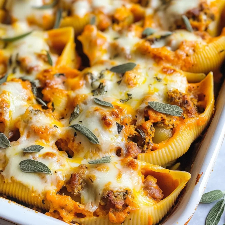 Cheesy Pumpkin and Spicy Sausage Stuffed Shells