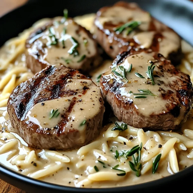 Creamy beef Tenderloin Medallions with Orzo