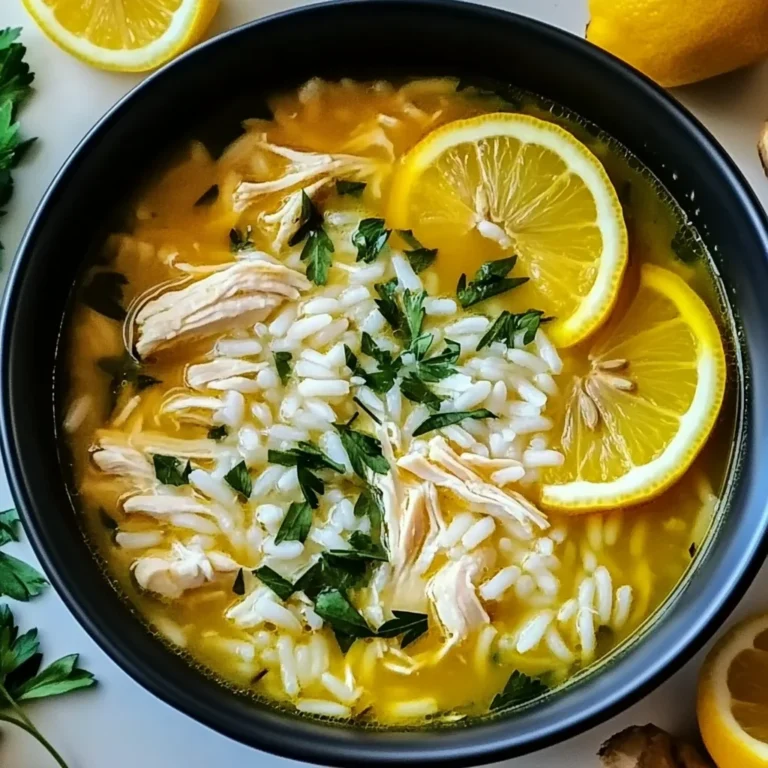 Lemon Ginger Turmeric Chicken and Rice Soup